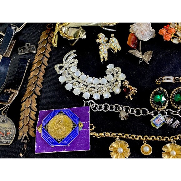 VTG  Art Deco Victorian jewelry 75 PC lot BAG Shell Cameo Brooches Florenza Krem - Picture 13 of 16